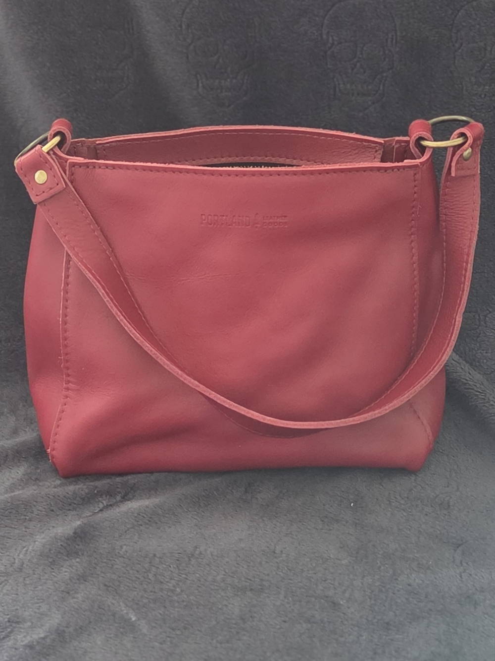 Portland Leather Red Leather Shoulder Bag